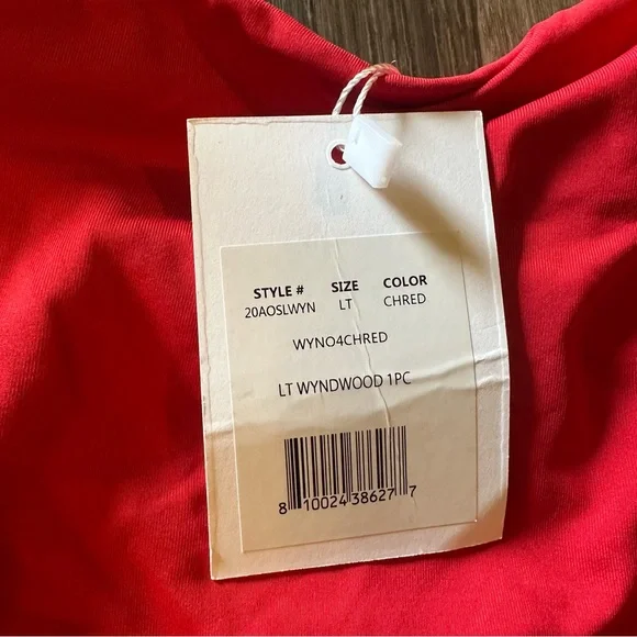 Andie Red One-Piece Asymmetrical Swimsuit - Picture 8 of 9